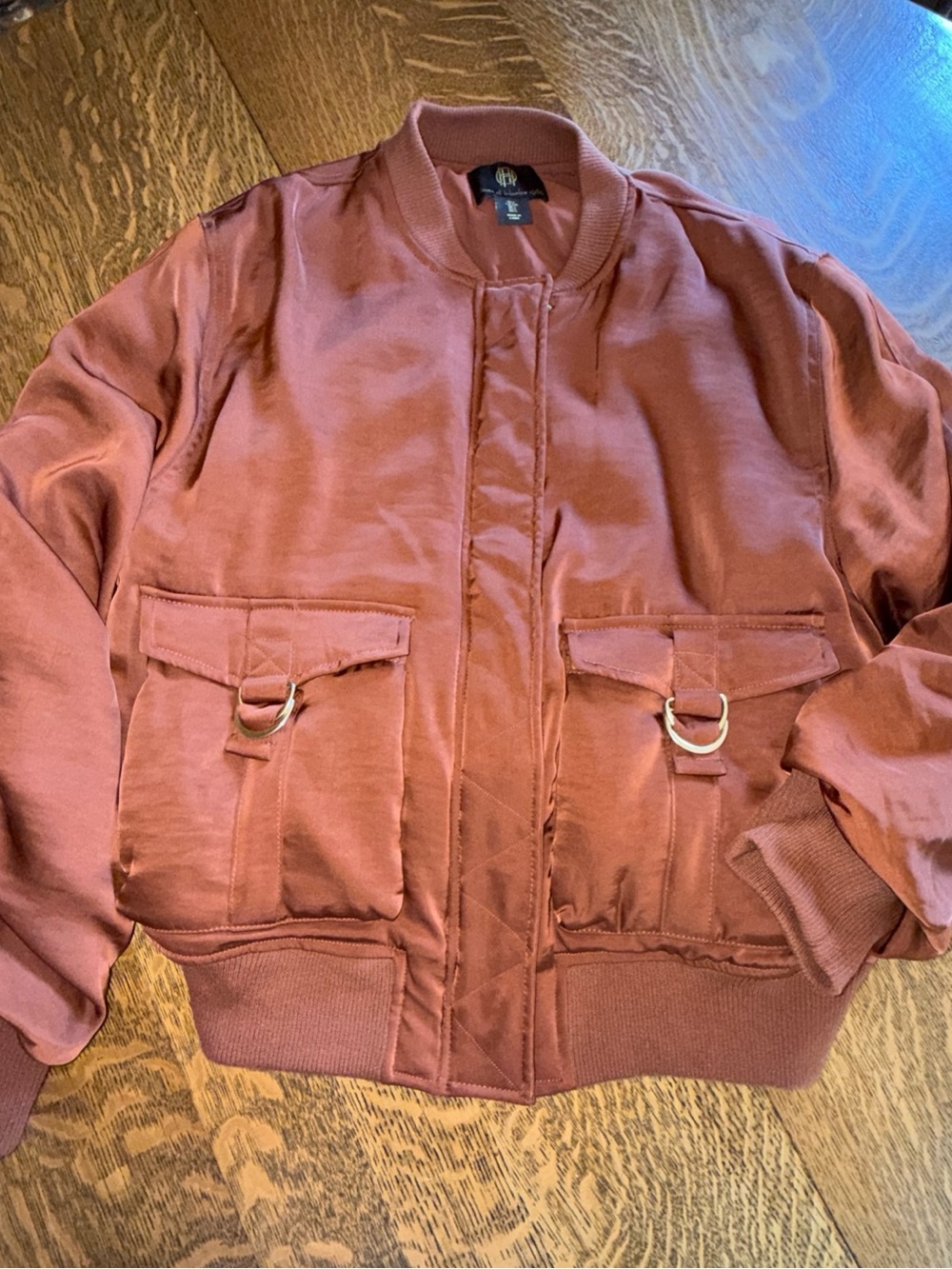 House of Harlow 1960 Rust Bomber Jacket with D-Ring Pockets